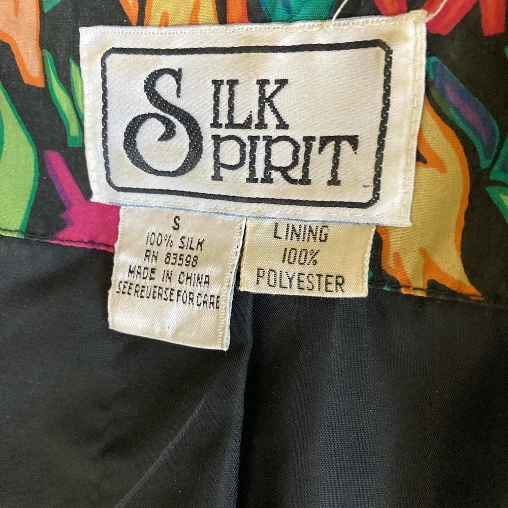 Vintage Geometric Design Silk Jacket Size Small Button Closure Colorful - Picture 6 of 9
